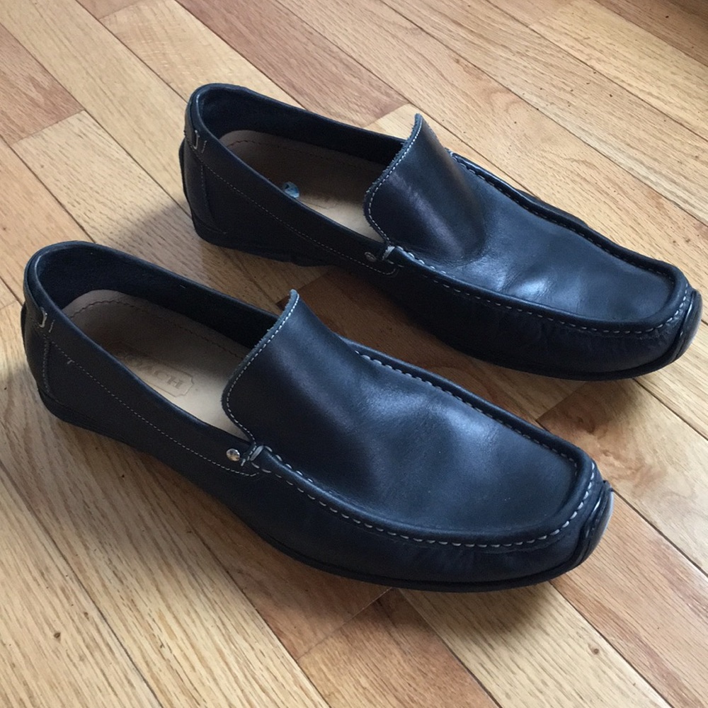 Coach Leather Penny Loafers Black, size 11.5.